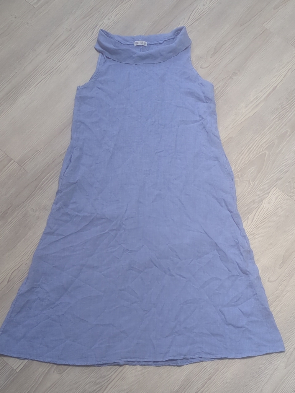 Linen Blue Sleeveless Maxi Dress Womens Made in Italy 100% Linen OS